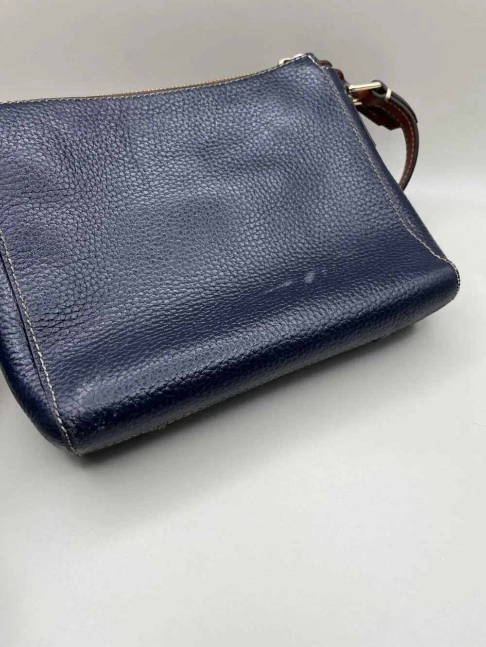 Dooney & Bourke Lexington Crossbody Dark Blue Pebble Grain Leather Bag VTG